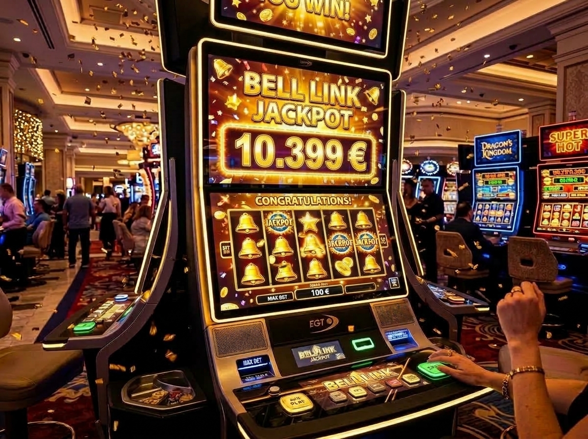 Bell Link Jackpot win of 10.399 Euros on a slot machine at Casino Bremerhaven on September 29, 2026.